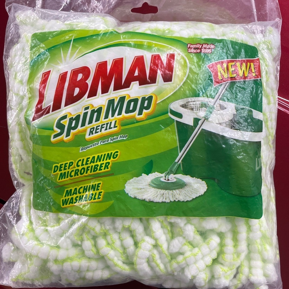 Libman Spin Mop Refill Deep Cleaning‎ Microfiber Machine Washable White  1164